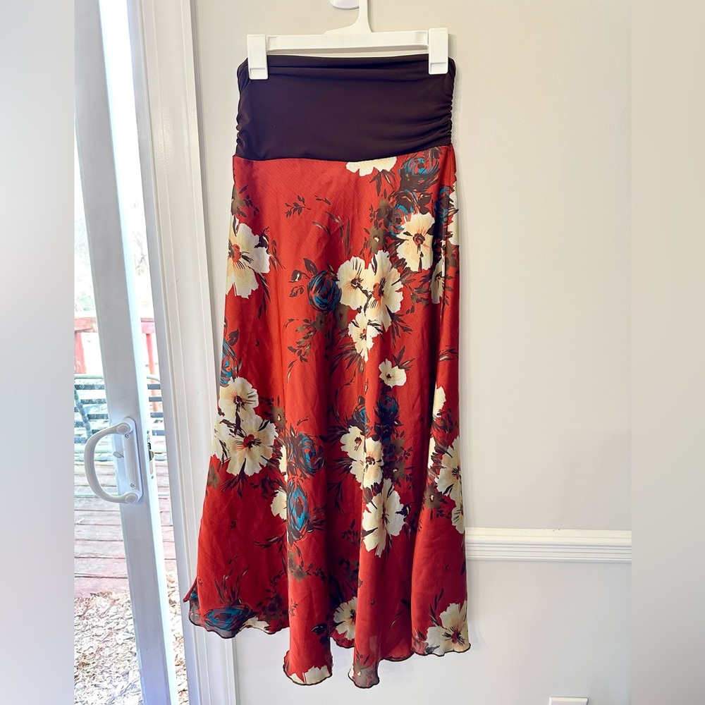 Body Central Satin Skirt Convertible Maxi Skirt Strapless Dress Medium Large Y2K